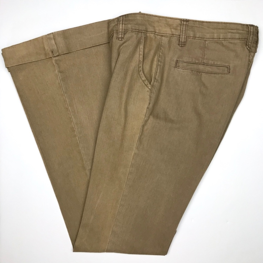 Cache Tan Brown Wide Leg Pants Stretch Size 2 Flat Trousers Pockets Slacks Boho